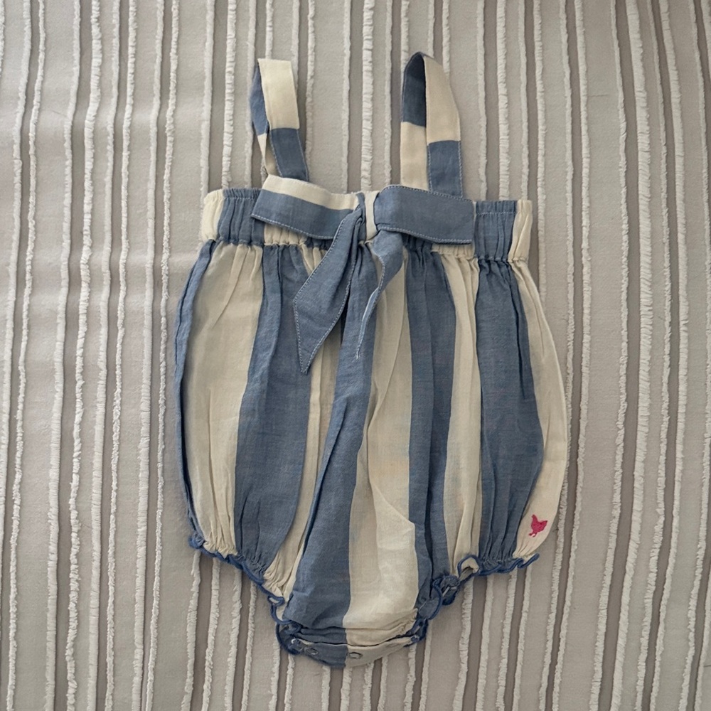 Pink Chicken Blue and Cream Striped Jumpsuit